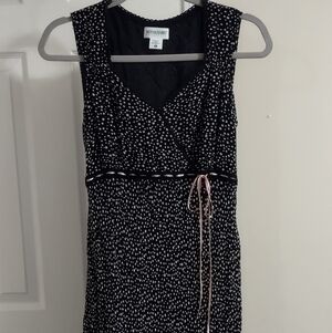 Motherhood maternity Dress with Pink Ribbon on the Empire waist Midi Dress